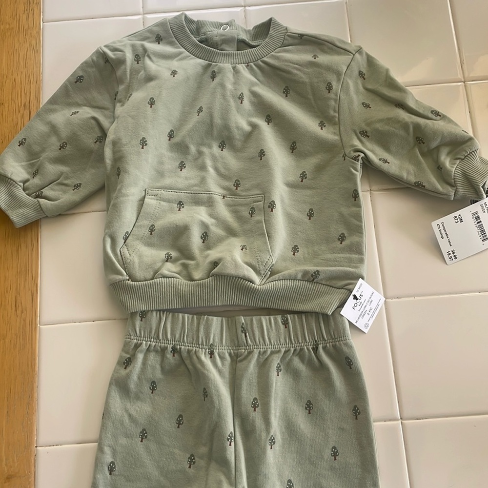 New Nordstrom Two Piece Sweatsuit 12m Green